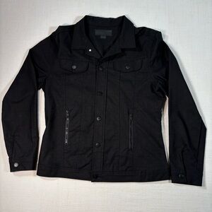 Triumph Over Tragedy Black Trucker Jacket Men’s Large Denim Style Utility Shirt